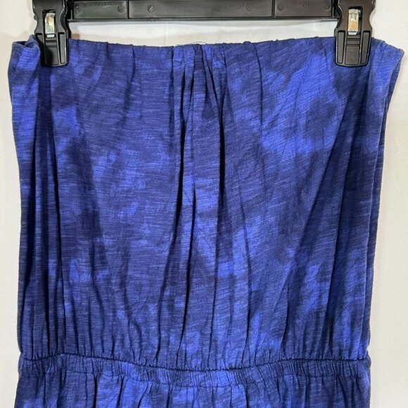EXPRESS Royal Blue Tiedye Size Medium Strapless Dress Tube Top Sheer Bottom - Picture 9 of 14
